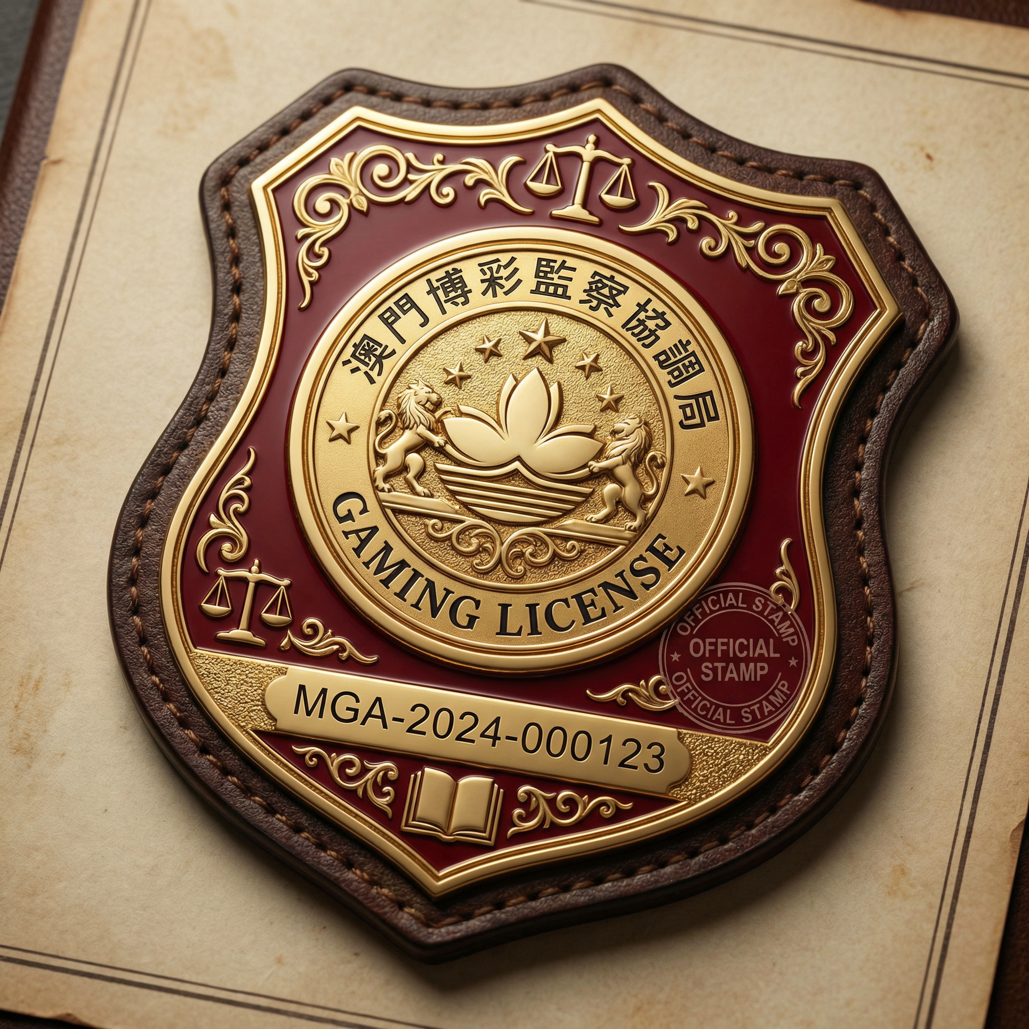 澳门博彩监察协调局颁发的澳门棋牌运营牌照徽章